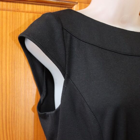 Kay Ungar Black Sheath Tie Front Business Casual Corporate Goth Dress 10 - Picture 4 of 13